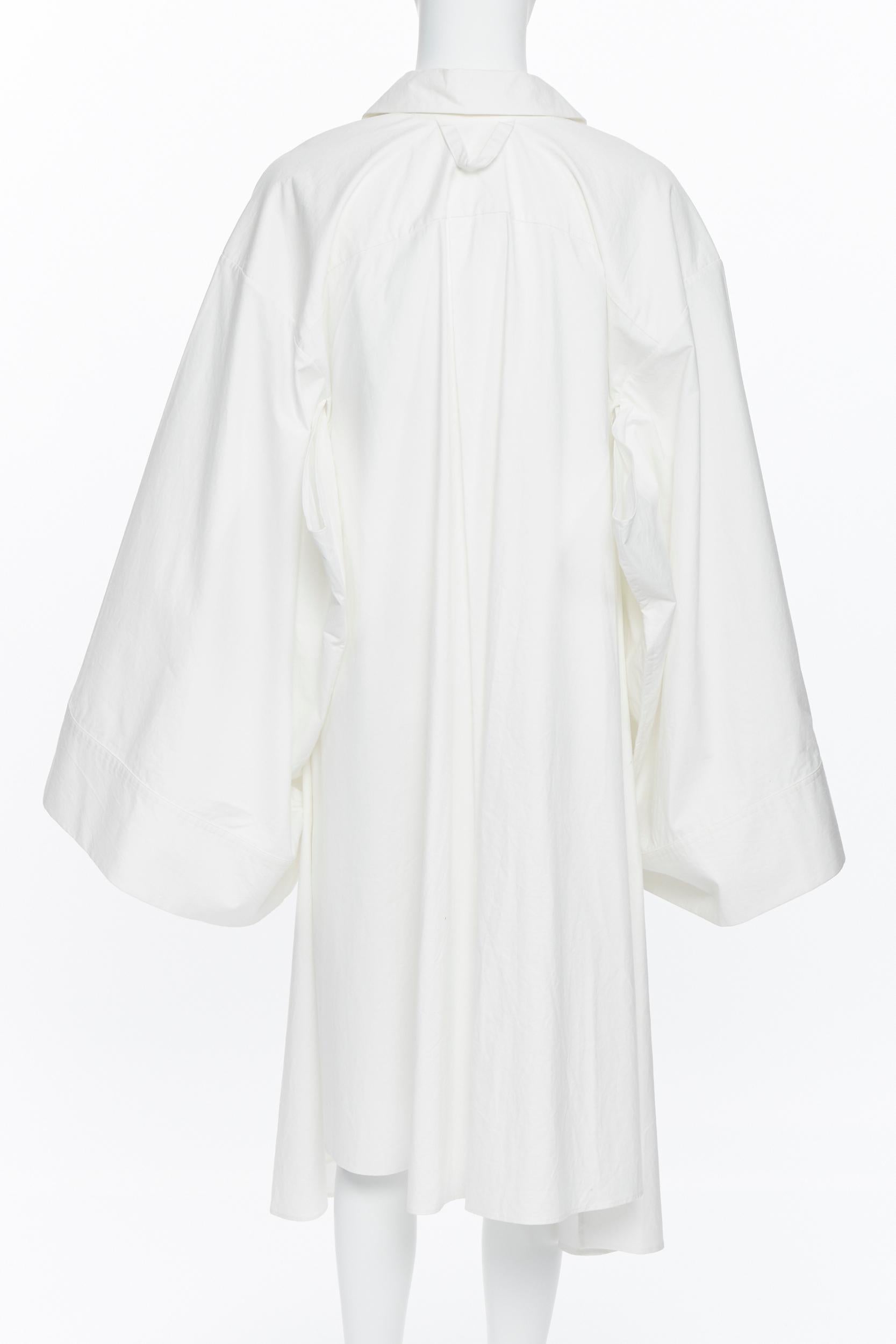 A.W.A.K.E. MODE blanco algodón kimono mangas botones delante bata larga de laboratorio M 1