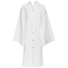 A.W.A.K.E. MODE white cotton kimono sleeves button front long lab coat M