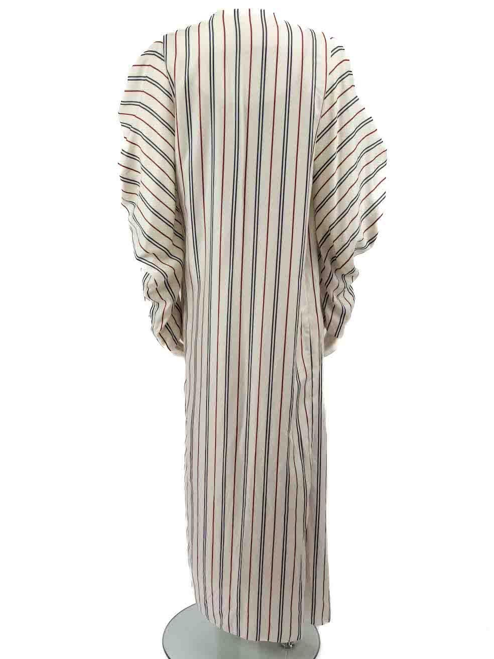A.W.A.K.E. MODE White Striped Print Duster Coat Size S In Good Condition For Sale In London, GB