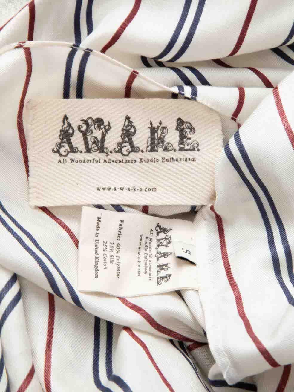 Women's A.W.A.K.E. MODE White Striped Print Duster Coat Size S For Sale