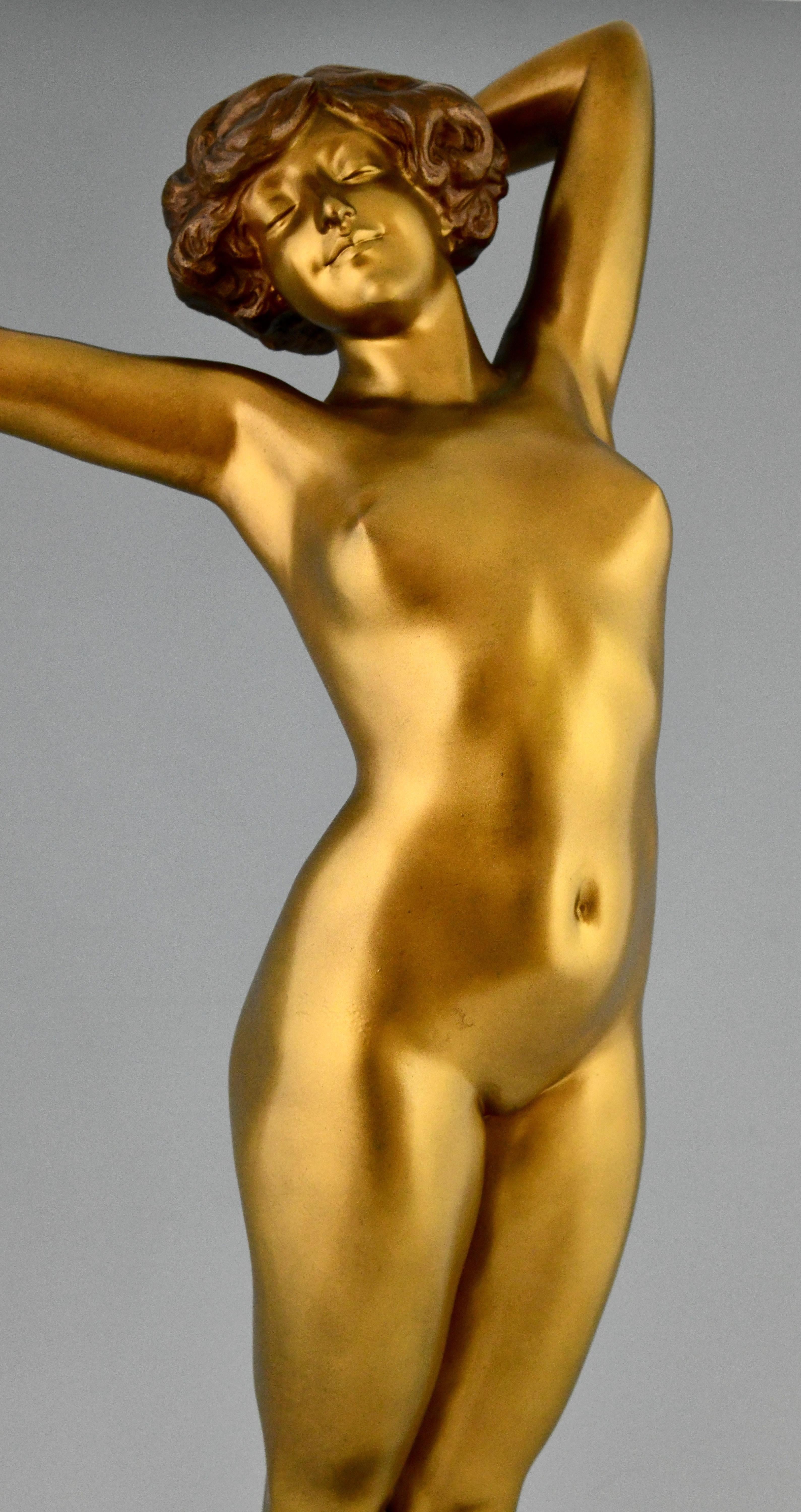 Awakening Art Deco Bronze Sculpture Nude by Paul Philippe, France, 1920 4