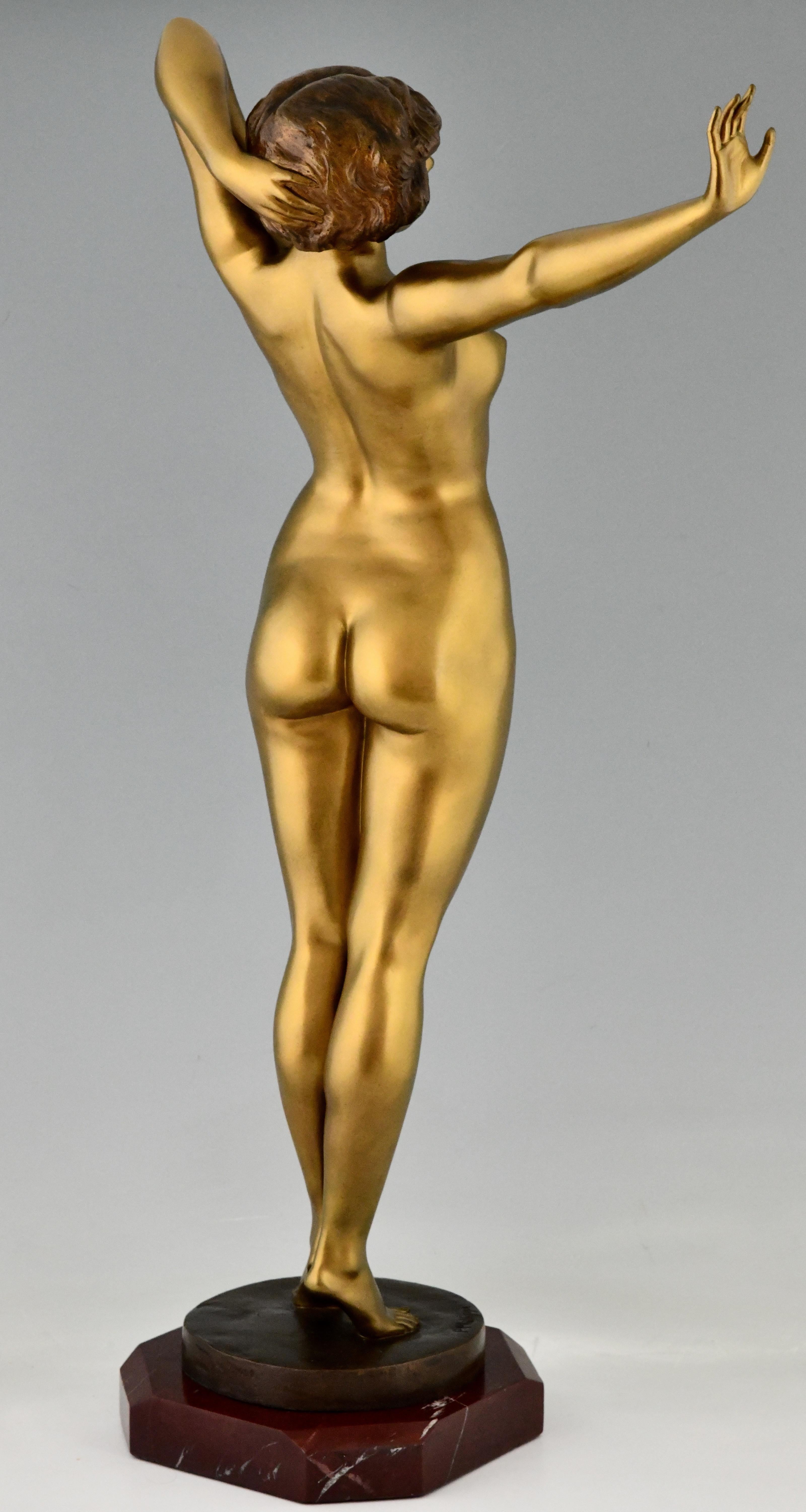 Awakening Art Deco Bronze Sculpture Nude by Paul Philippe, France, 1920 In Good Condition In Antwerp, BE