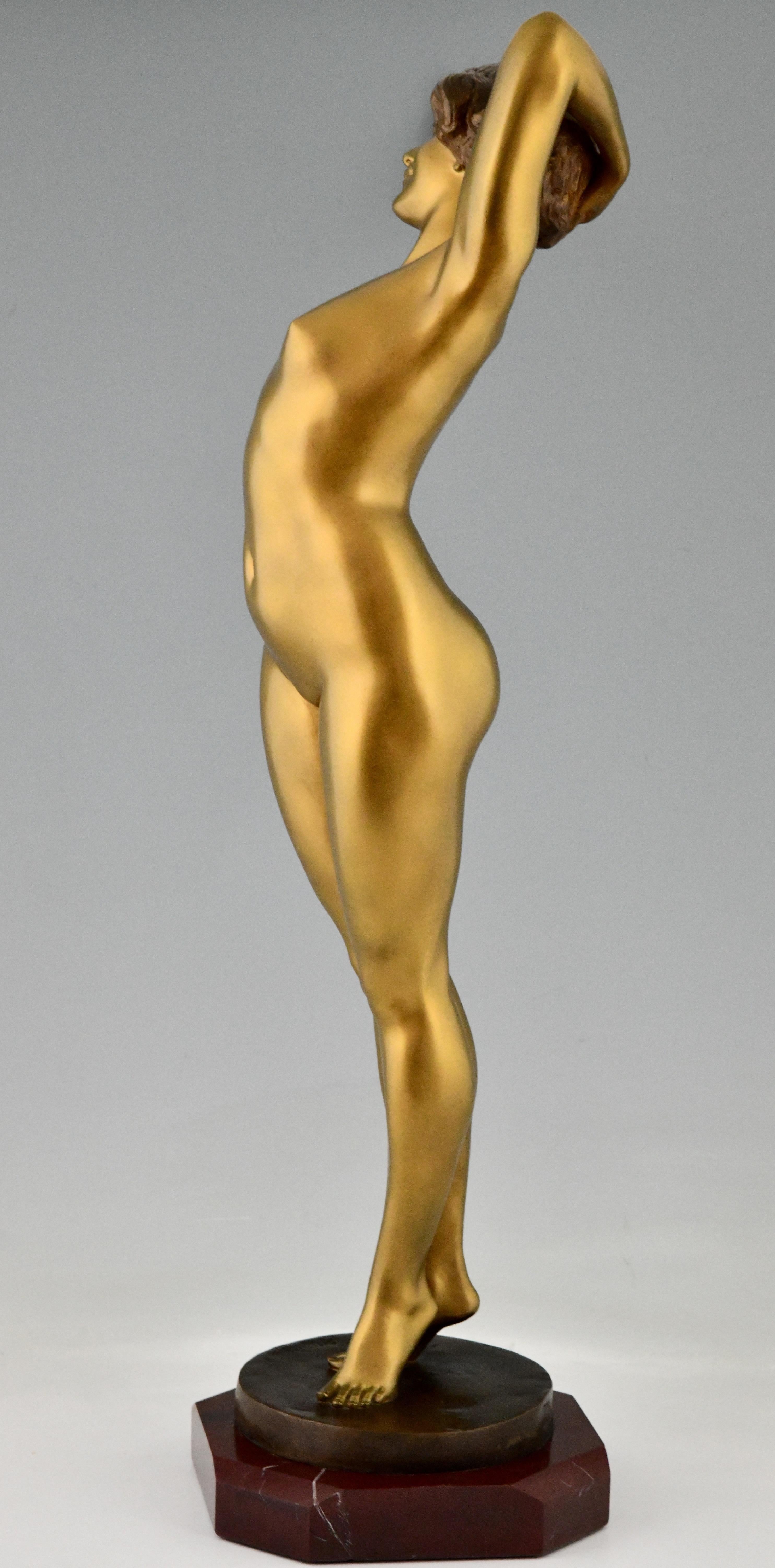 Awakening Art Deco Bronze Sculpture Nude by Paul Philippe, France, 1920 1