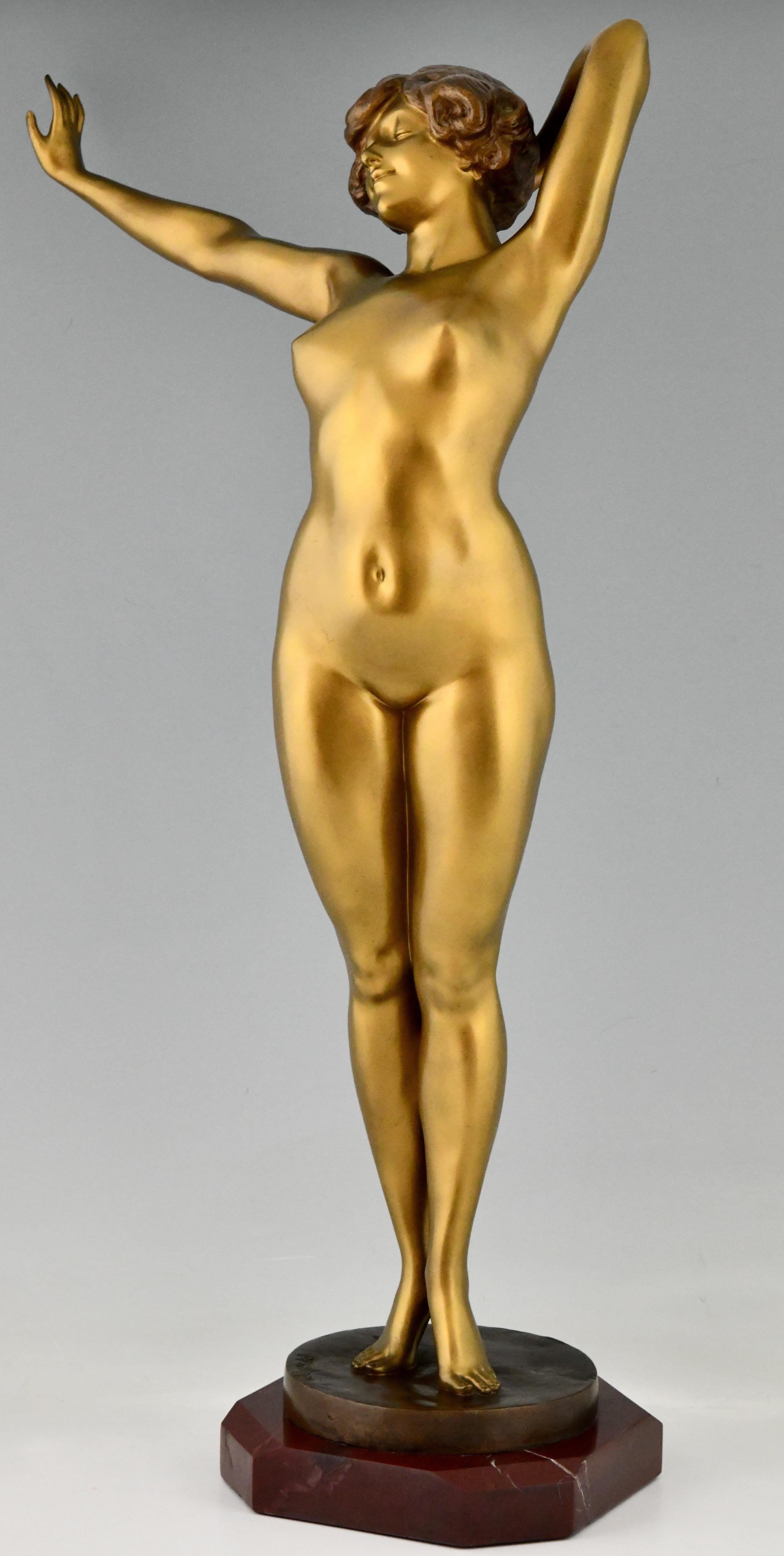 Awakening Art Deco Bronze Sculpture Nude by Paul Philippe, France, 1920 2