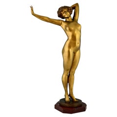 Awakening Art Deco Bronze Sculpture Nude by Paul Philippe, France, 1920