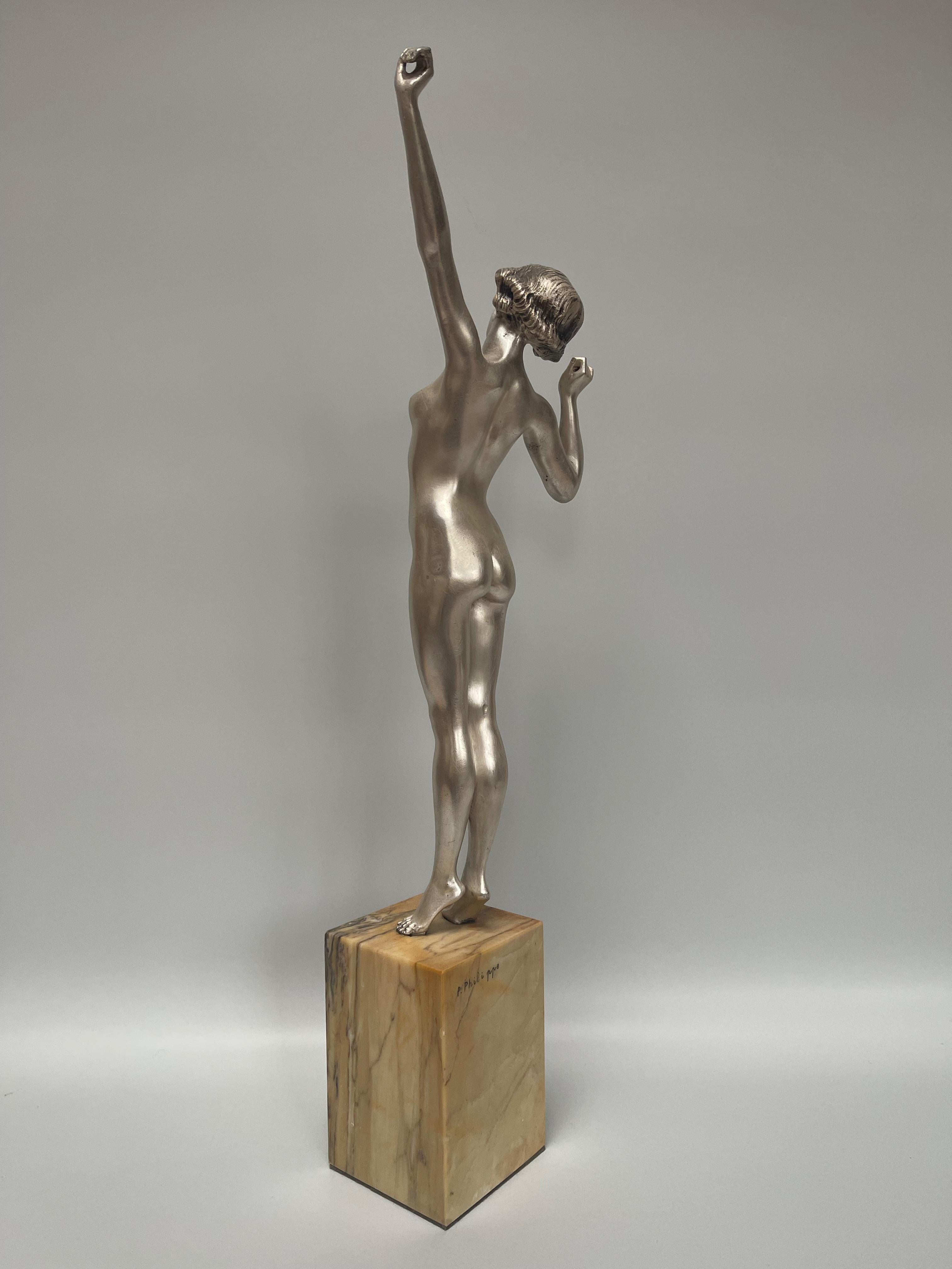 Early 20th Century Awakening Art Deco Sculpture by Paul Philippe For Sale