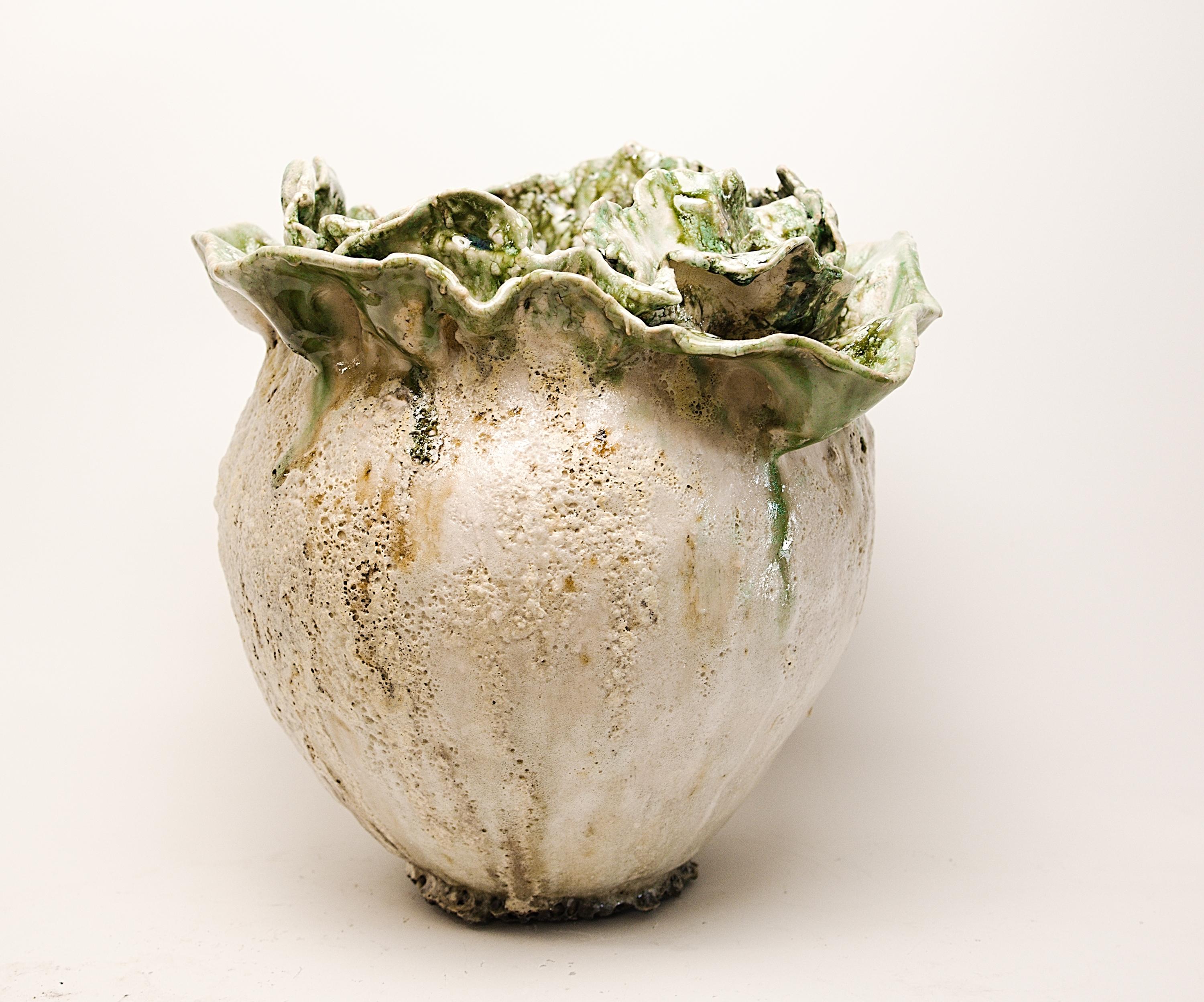 Organic Modern Awakening  Bloom Vase With Green For Sale