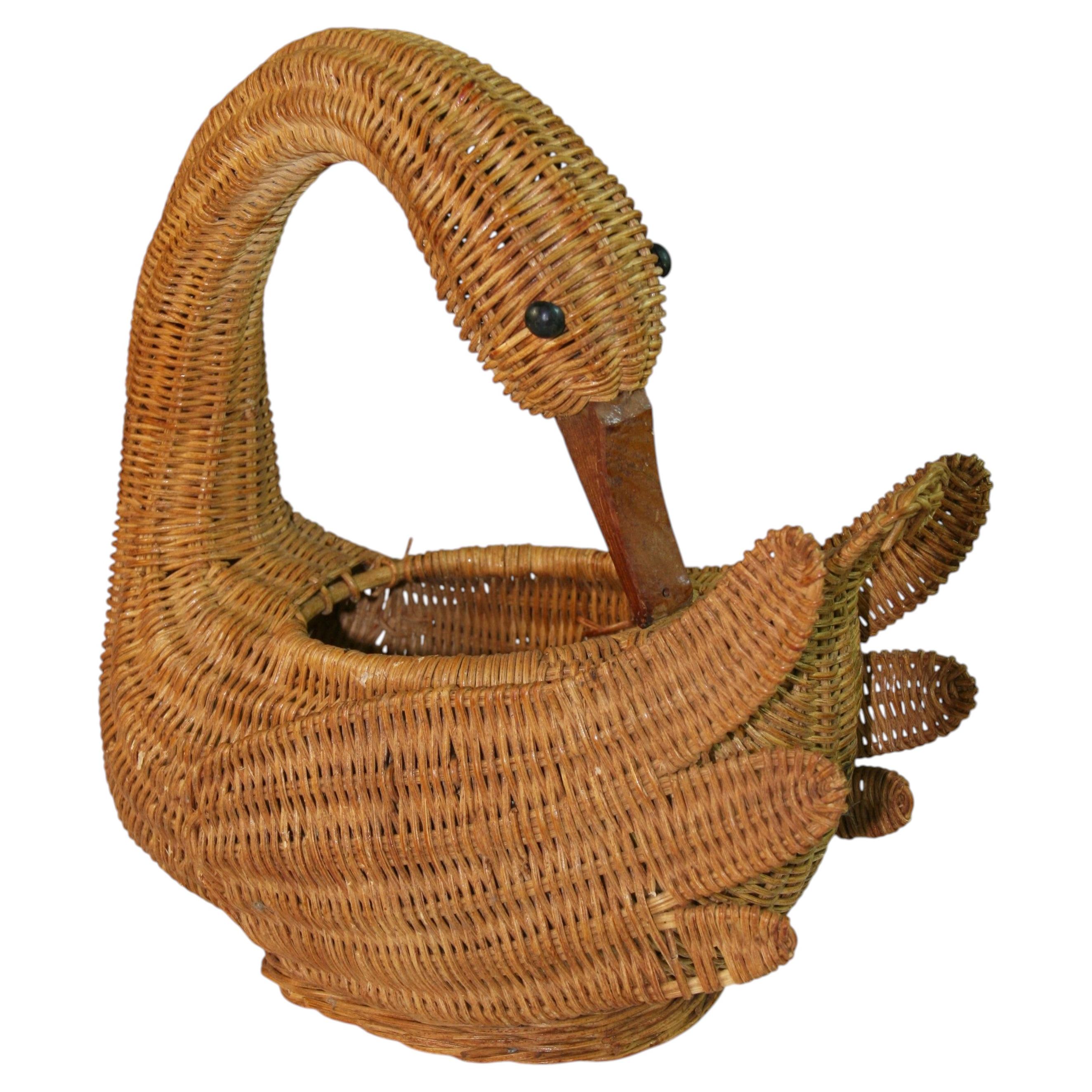 Swan Wicker Shaped Basket