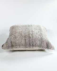 Awanay Handwoven Fair Trade Organic Llama Wool Pillow in Light Gray, en stock