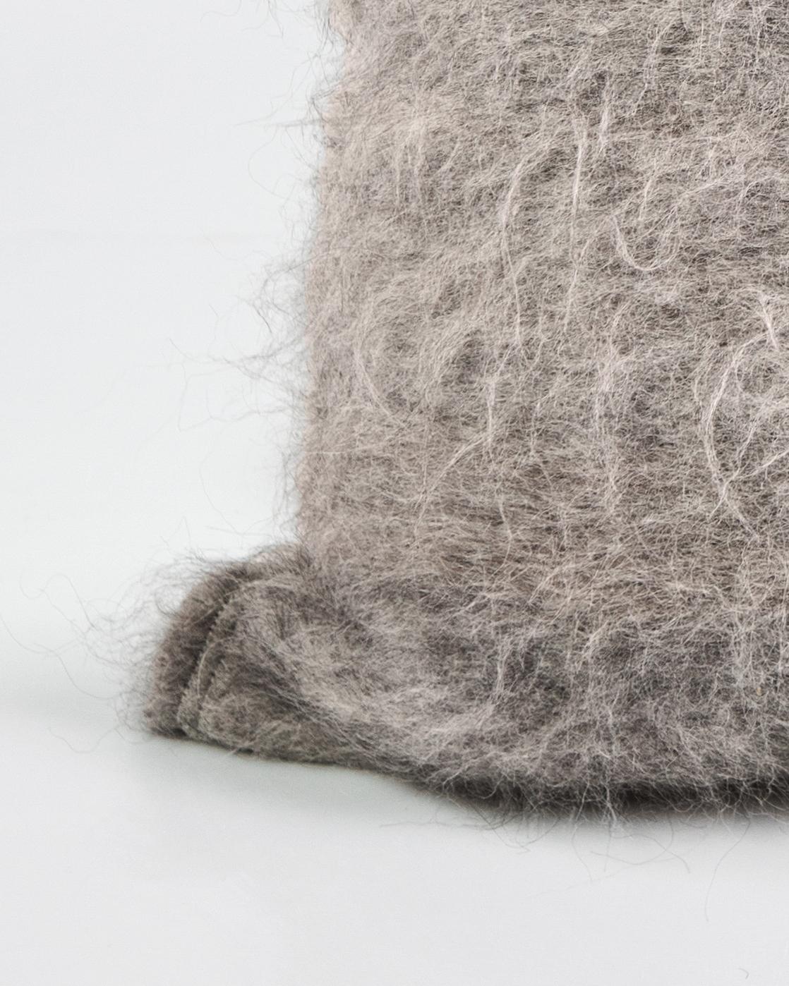 Organic Modern Awanay Handwoven Fair Trade Organic Llama Wool Pillow in Light Gray, in Stock For Sale