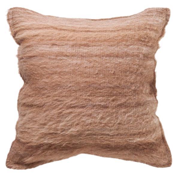 Awanay Throw Pillow, Camel Sienna Handwoven Soft Fuzzy Llama Wool