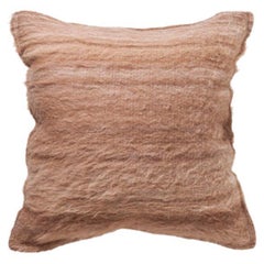 Awanay Throw Pillow, Camel Sienna Handwoven Soft Fuzzy Llama Wool