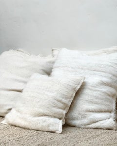 Awanay Throw Pillow, White Blanco Handwoven Fair Trade Llama Wool