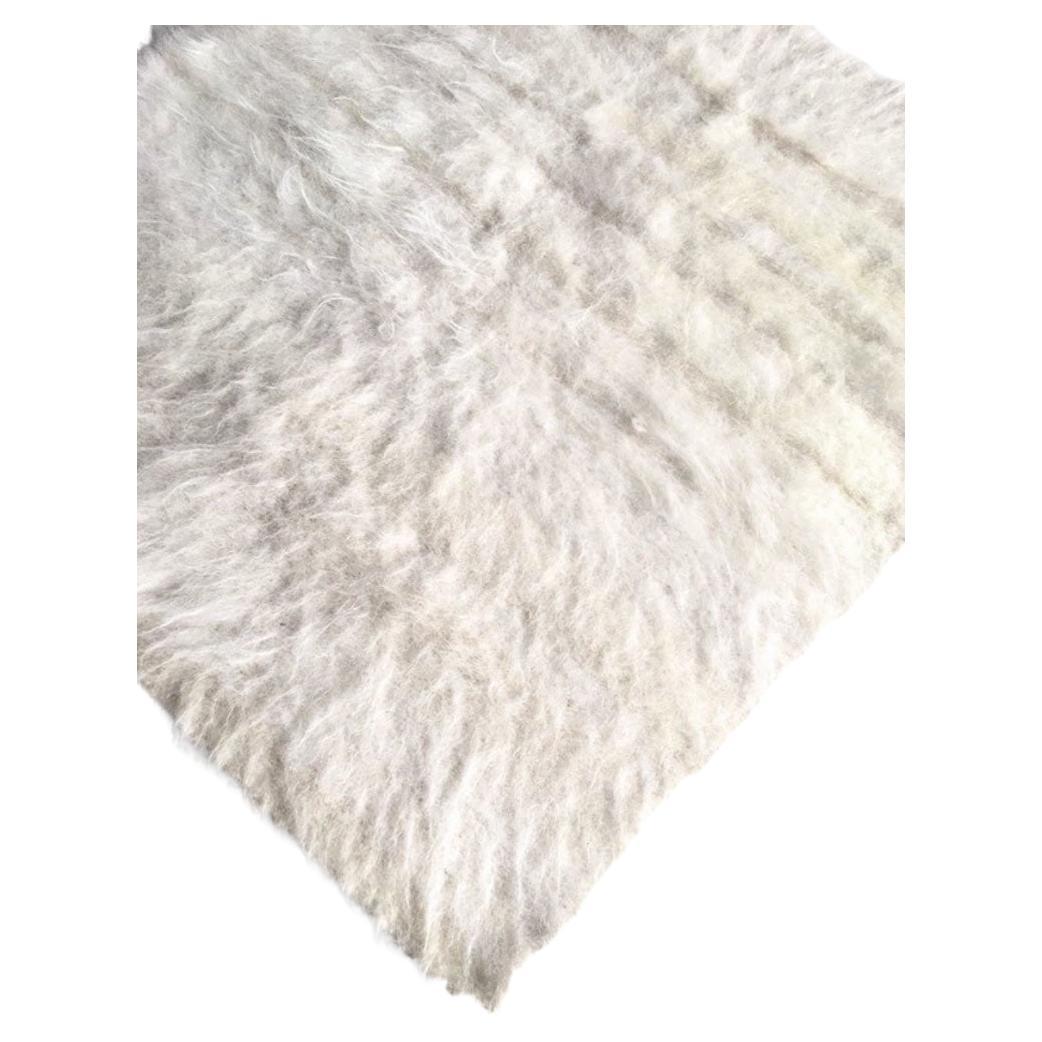 Awanay White Llama Wool Runner Area Rug - 13ft x 4ft
