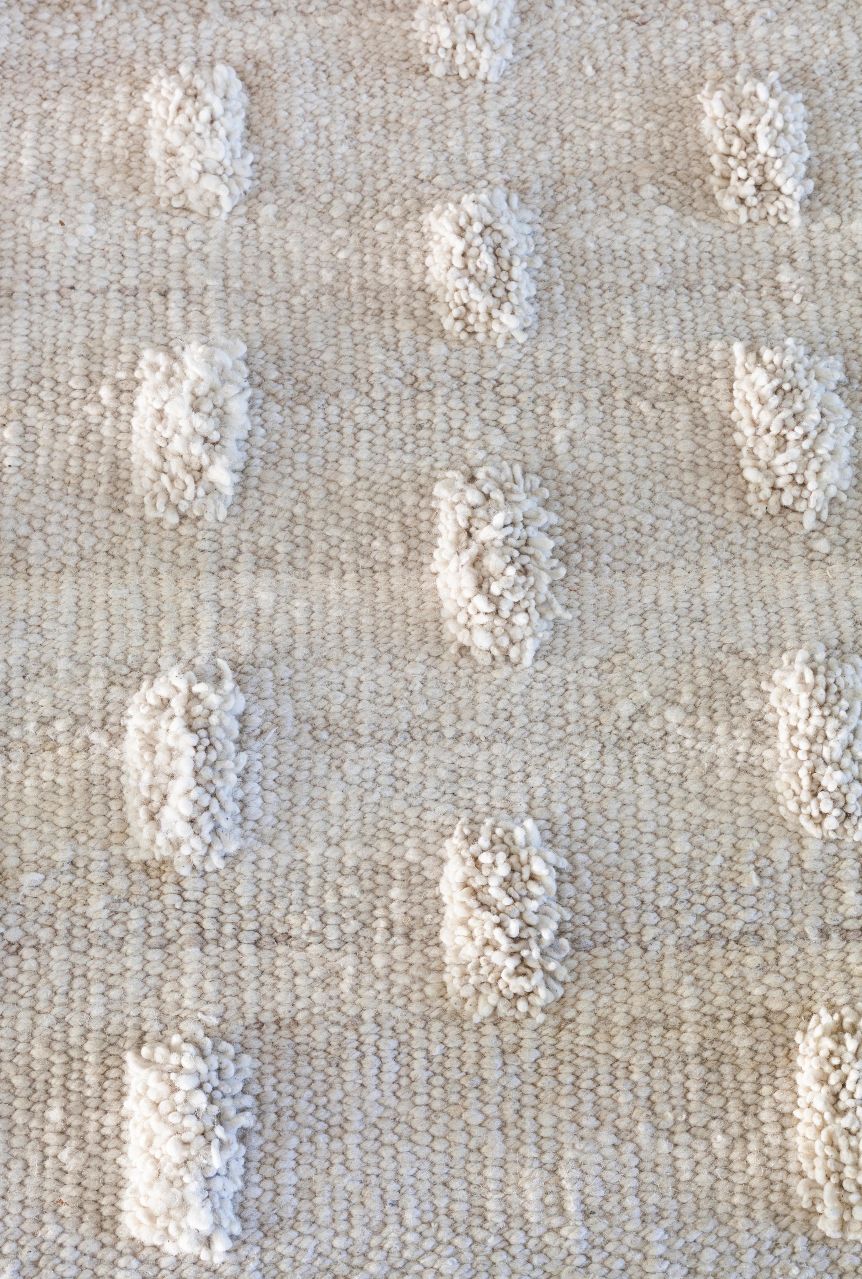 Awanay Camino de Mesa Blanco Margaritas con Mechones - Natural 2.3ft x 30ft Lana en venta
