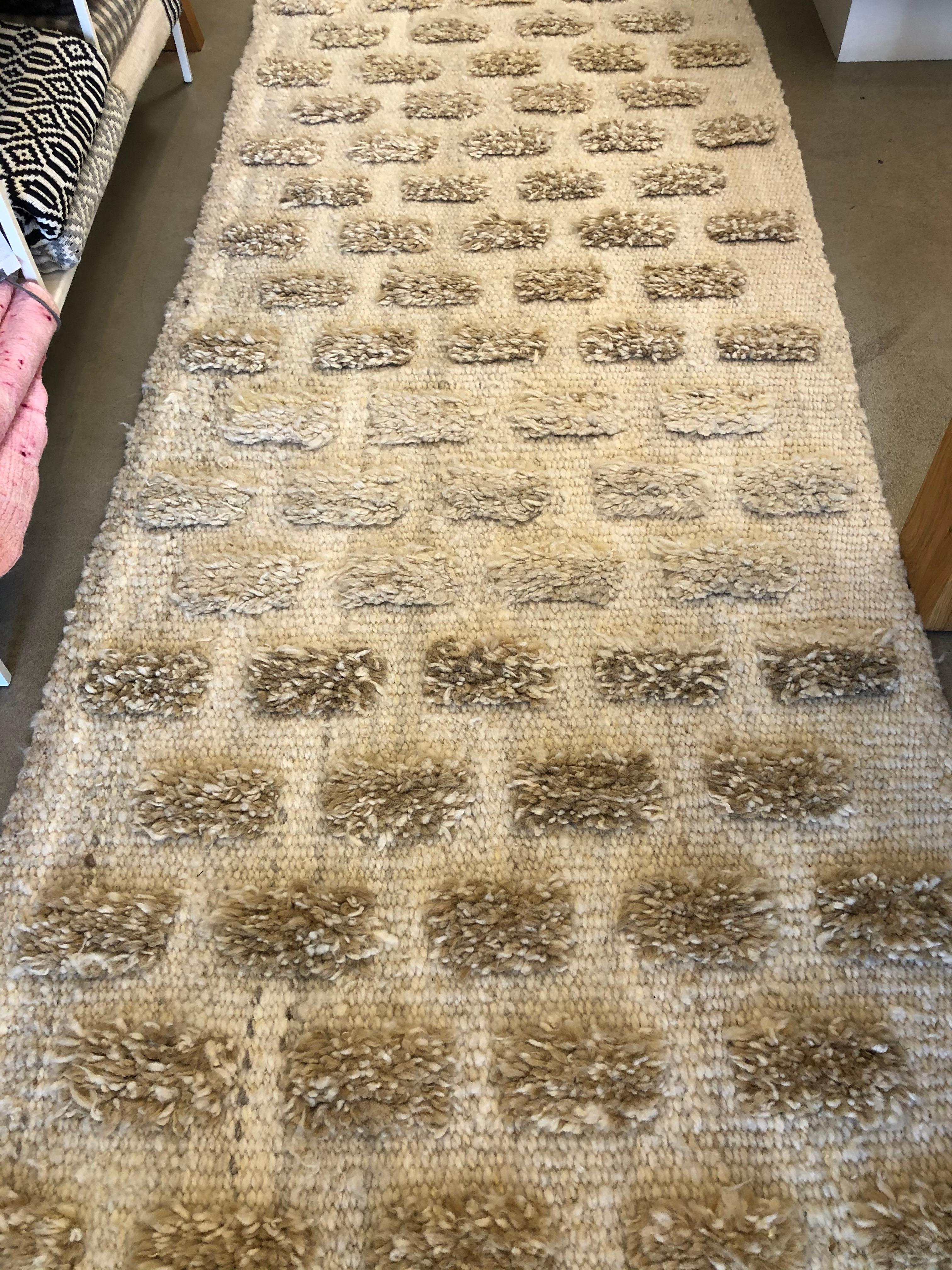 Awanay Camino de Mesa Blanco Margaritas con Mechones - Natural 2.3ft x 30ft en venta 1