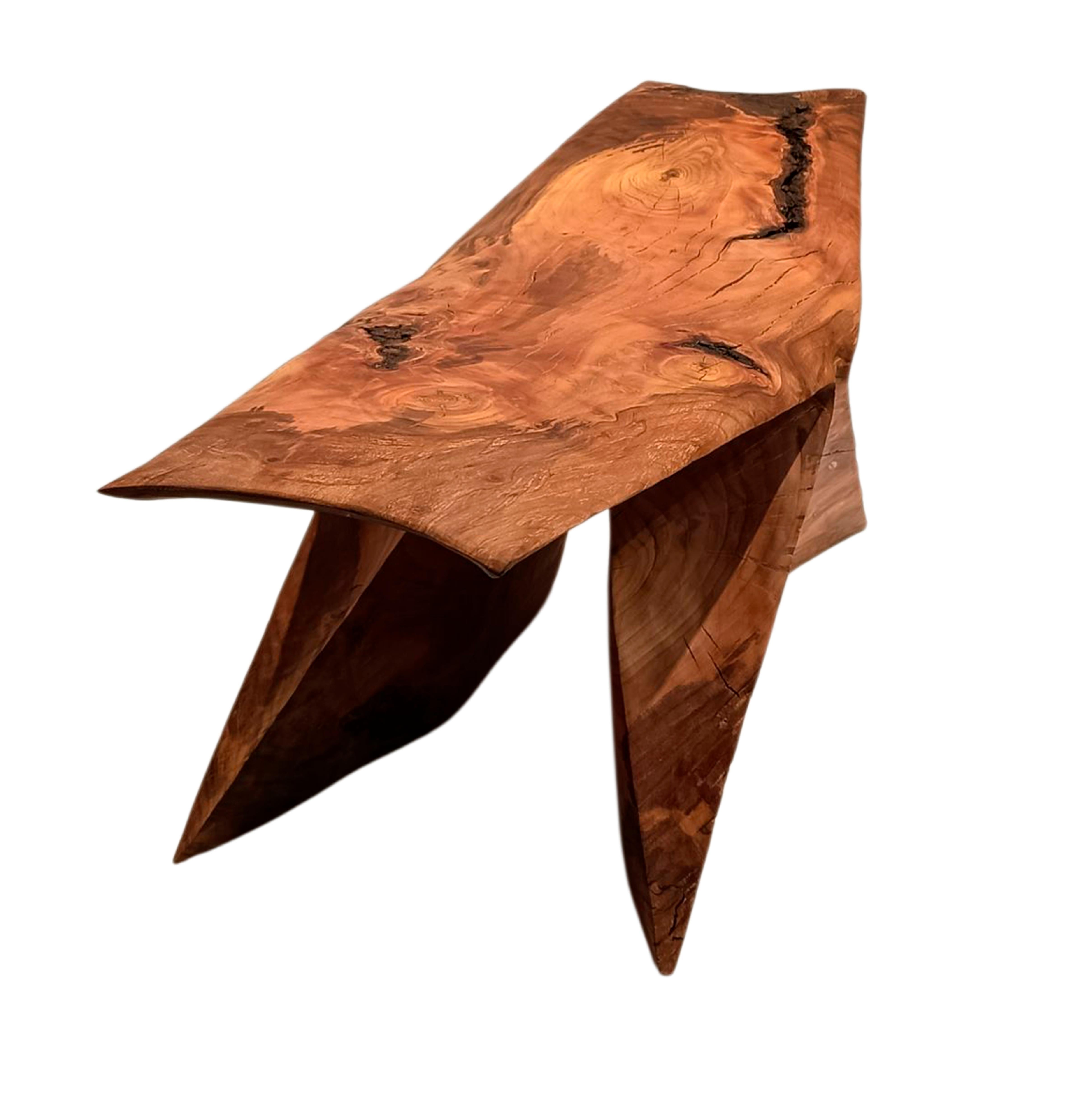 Autre Awankado Bench in Carved Oak Wood with Beewax Finish by Daniel Soffia en vente