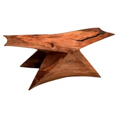 Awankado Bench in Carved Oak Wood with Beewax Finish by Daniel Soffia