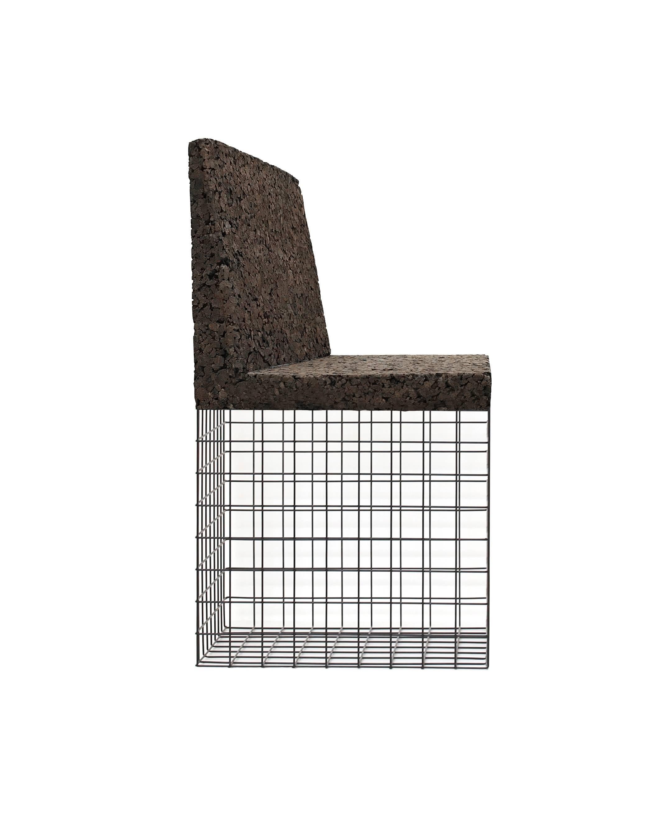 Toasted Cork and Metal chair, contemporary and artsy by Awarded designer Gustavo Martini.

