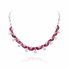 Award Winning 29.30 Carat Mozambique Ruby and Diamond Necklace