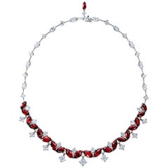 Award Winning 29.30 Carat Mozambique Ruby and Diamond Necklace