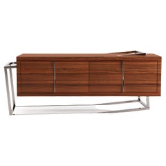 21st Century Modern Credenza Sideboard in Wood and Brushed Stainless Steel