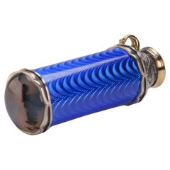 Award Winning Design Blue Guilloché Enamel Kaleidoscope Pendant in Gold & Silver