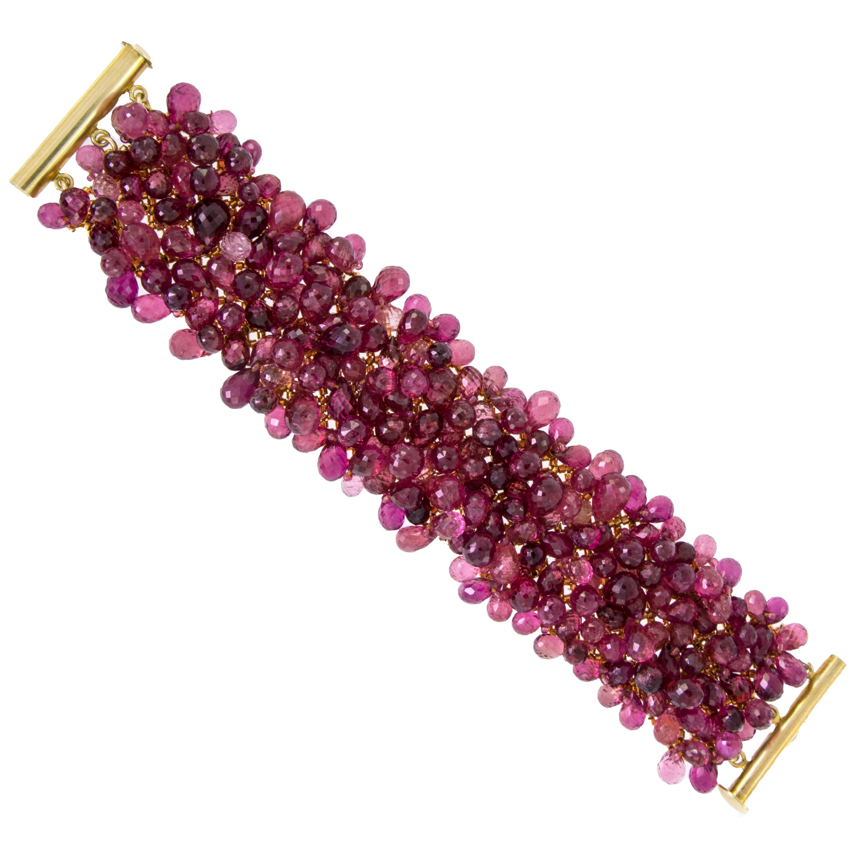 Award Winning Designer Susan Hoge Pink Tourmaline “Fluffy” Bead Bracelet