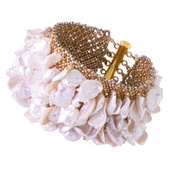 Award Winning Designer Susan Hoge Vermeil Keshi Pearl Bracelet