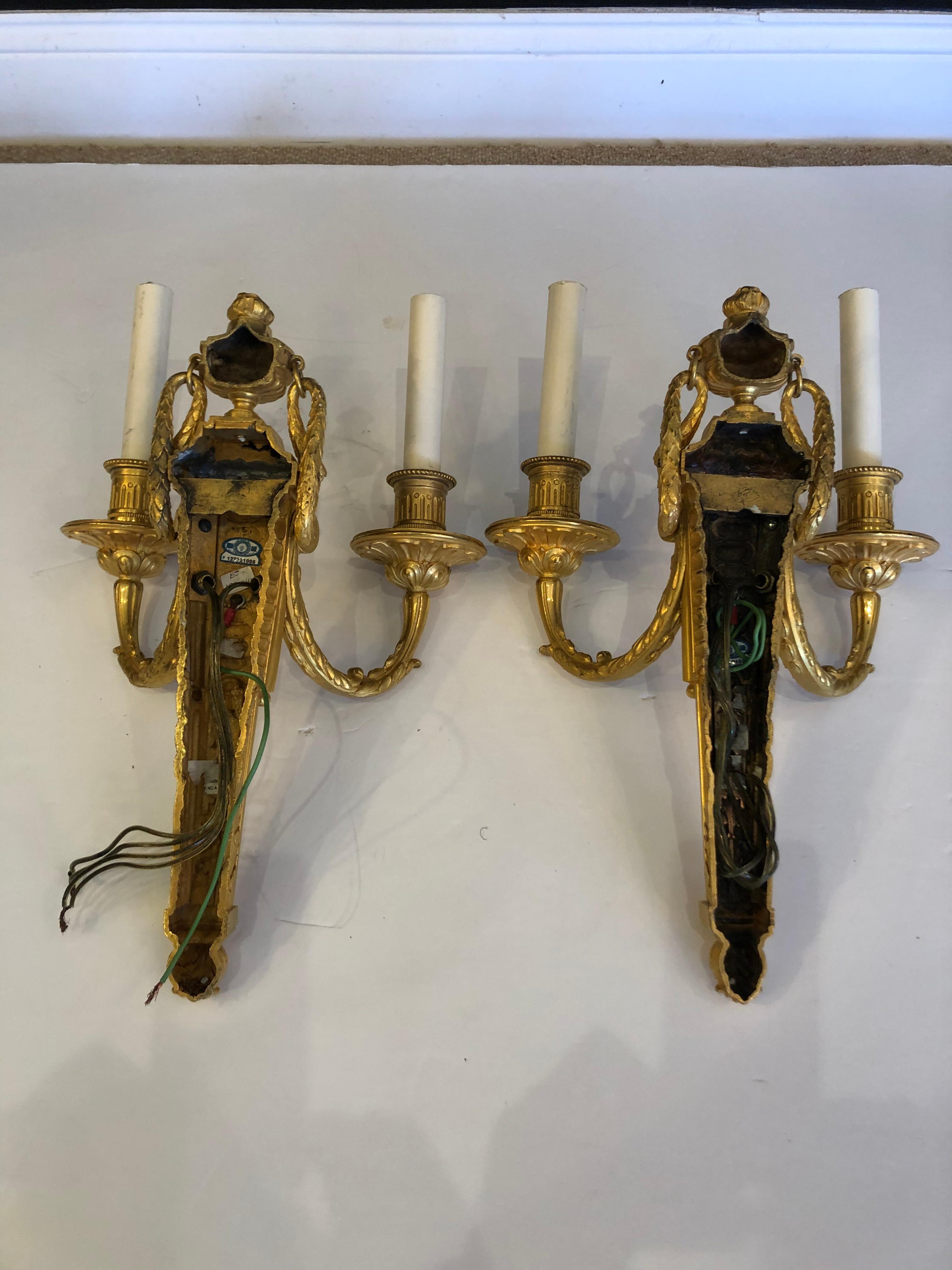 Awe Inspiring Dore Gilt Bronze Regency Style Sconces by Caldwell For Sale 5