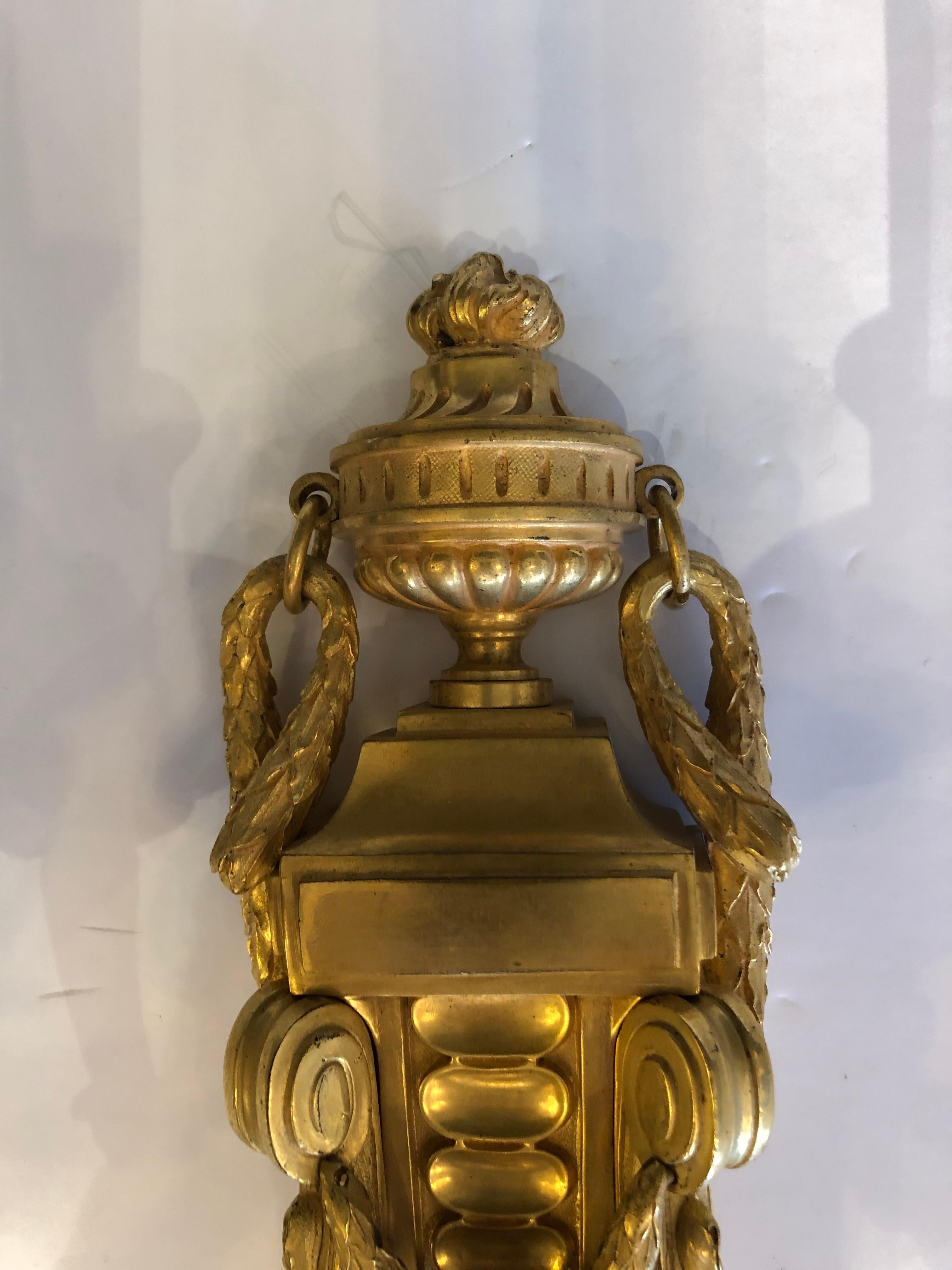 Mid-20th Century Awe Inspiring Dore Gilt Bronze Regency Style Sconces by Caldwell For Sale