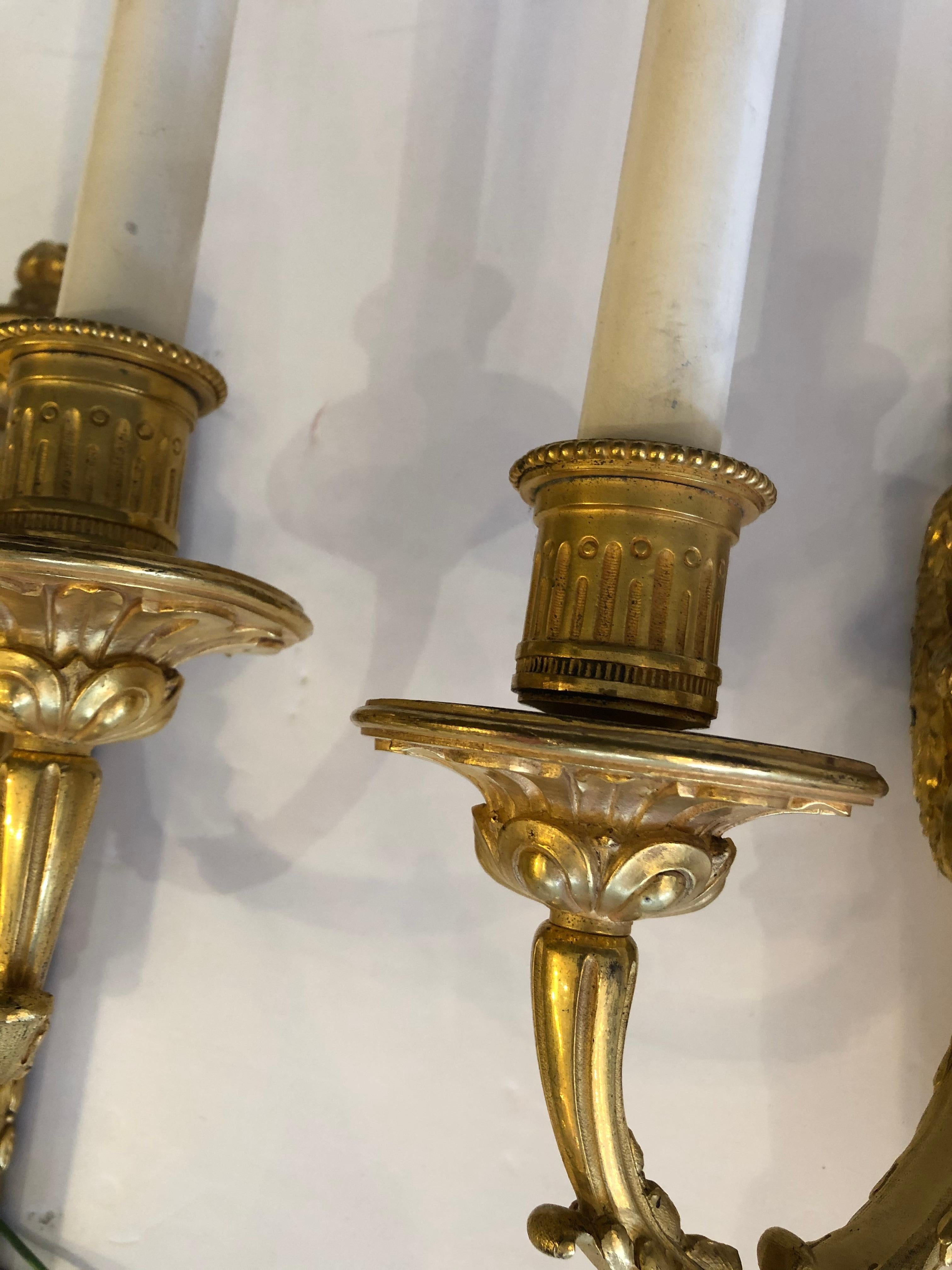 Awe Inspiring Dore Gilt Bronze Regency Style Sconces by Caldwell For Sale 2