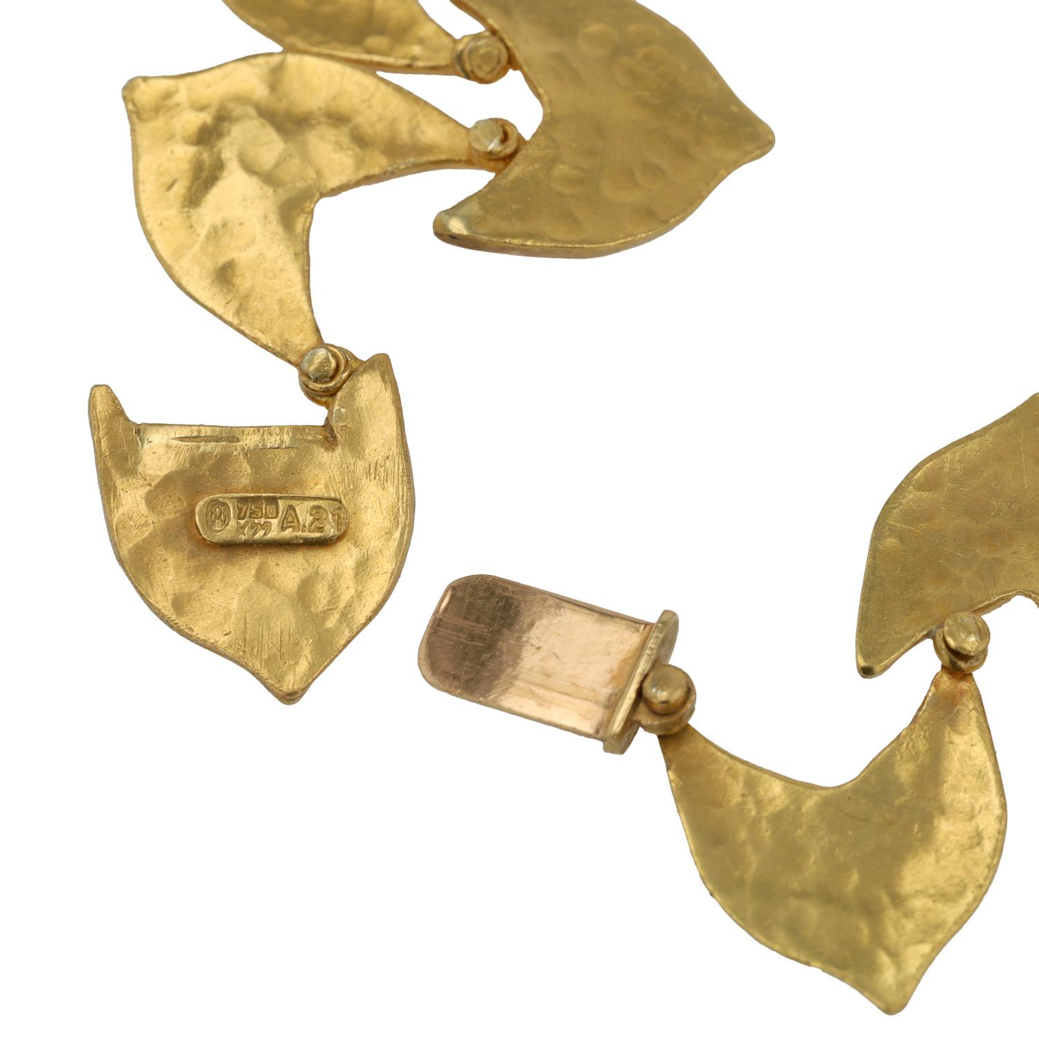 Byzantine Awe Inspiring Vintage Ilias Lalaounis 22k Gold Ivy Leaf Necklace For Sale