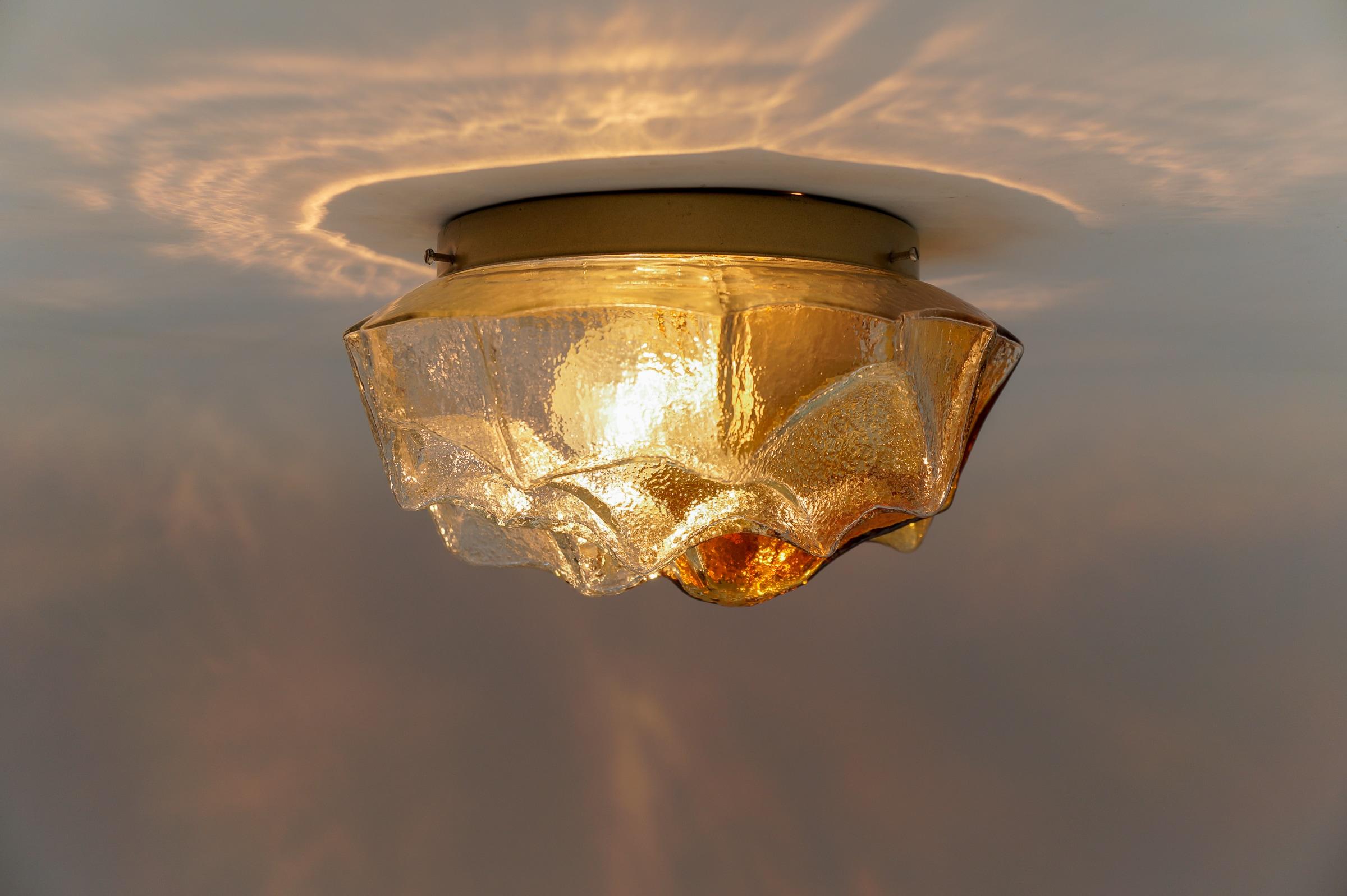 Mid-20th Century Awesome 3D Flush Mount in Bicolor Glass, 1960s For Sale