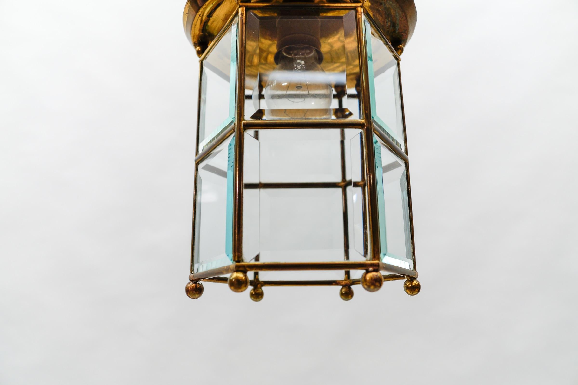 Awesome Adolf Loos Lobmeyr Light Cut Glass and Brass, Austria 1930s For Sale 11