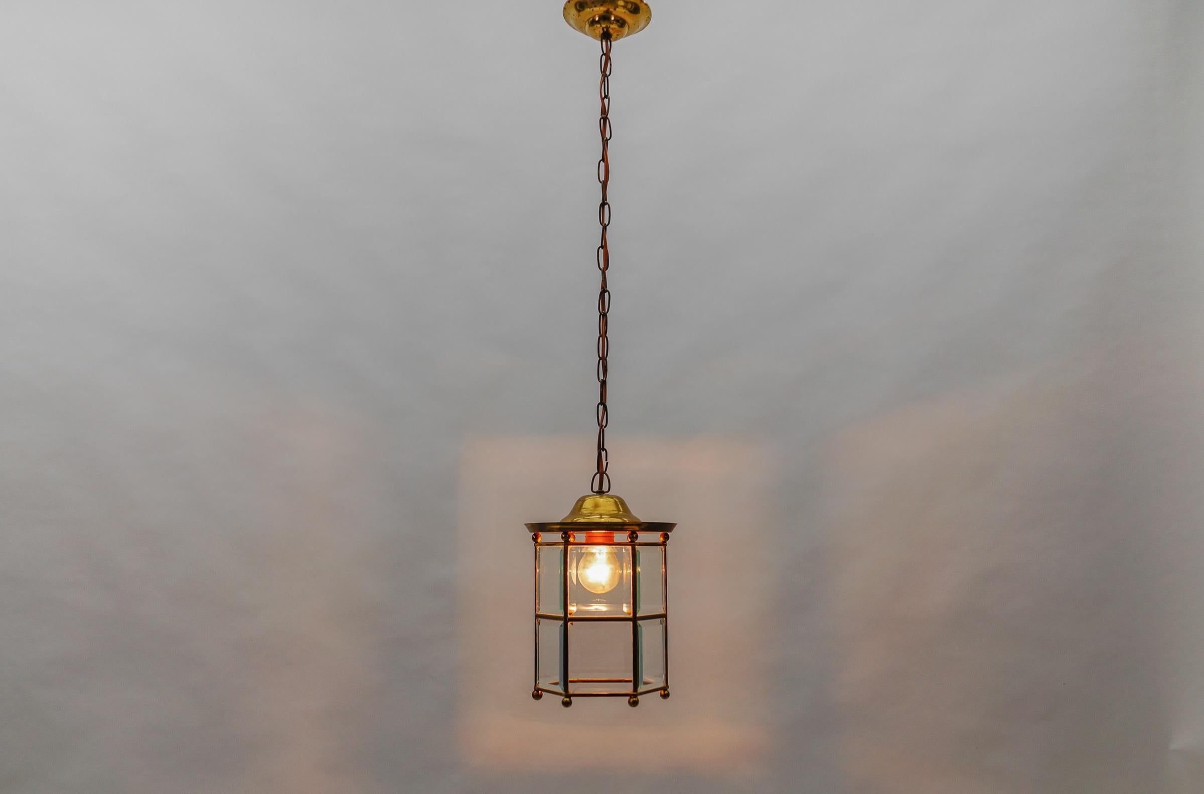 Art Deco Awesome Adolf Loos Lobmeyr Light Cut Glass and Brass, Austria 1930s For Sale