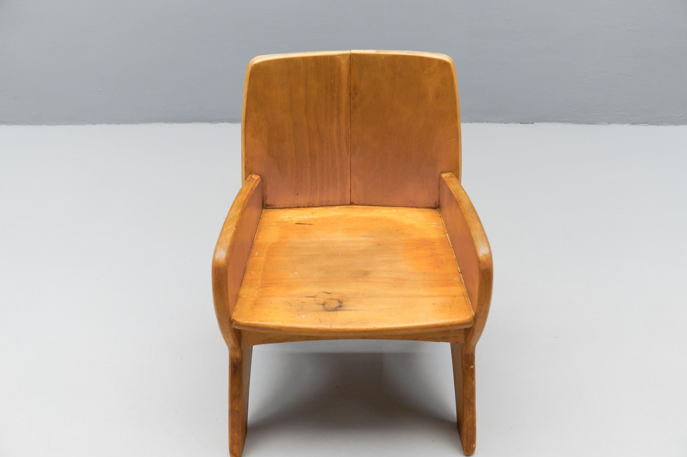Awesome and Rare Scandinavian Wooden Childs Chair, 1960s For Sale 3