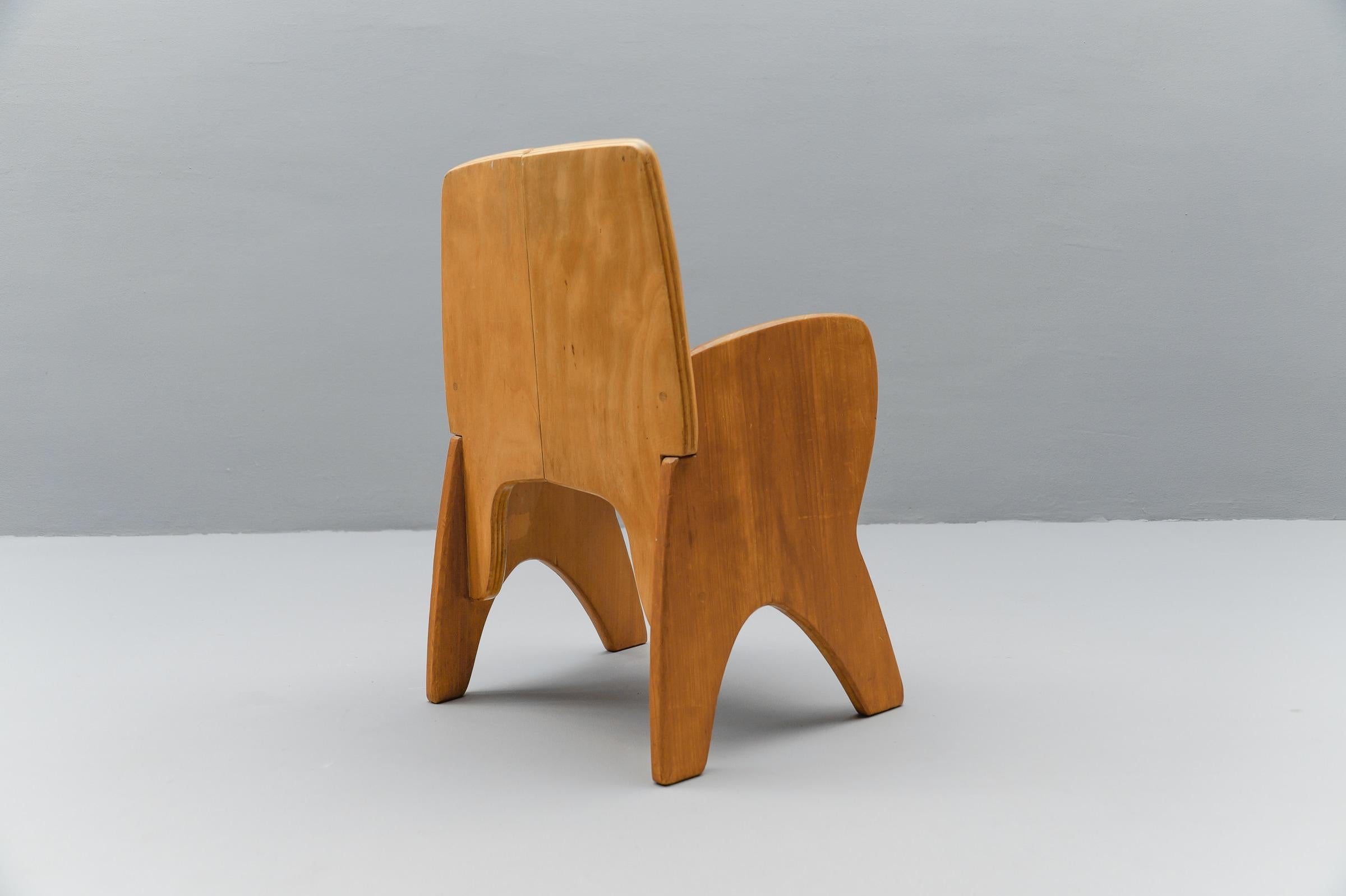 Mid-Century Modern Awesome and Rare Scandinavian Wooden Childs Chair, 1960s For Sale