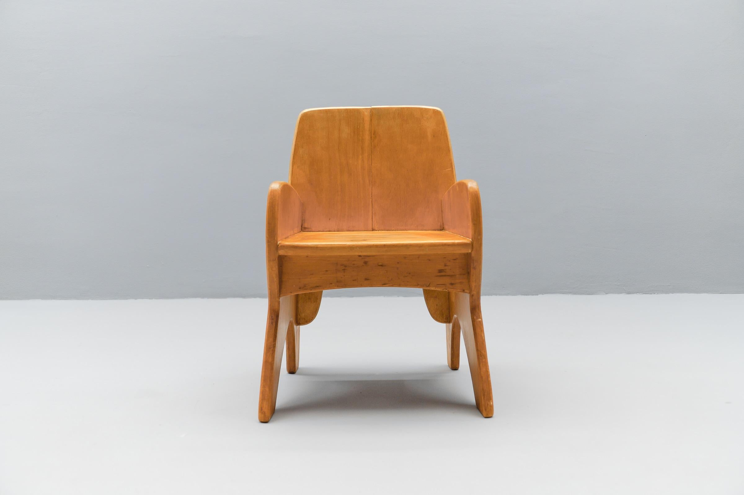 Mid-20th Century Awesome and Rare Scandinavian Wooden Childs Chair, 1960s For Sale