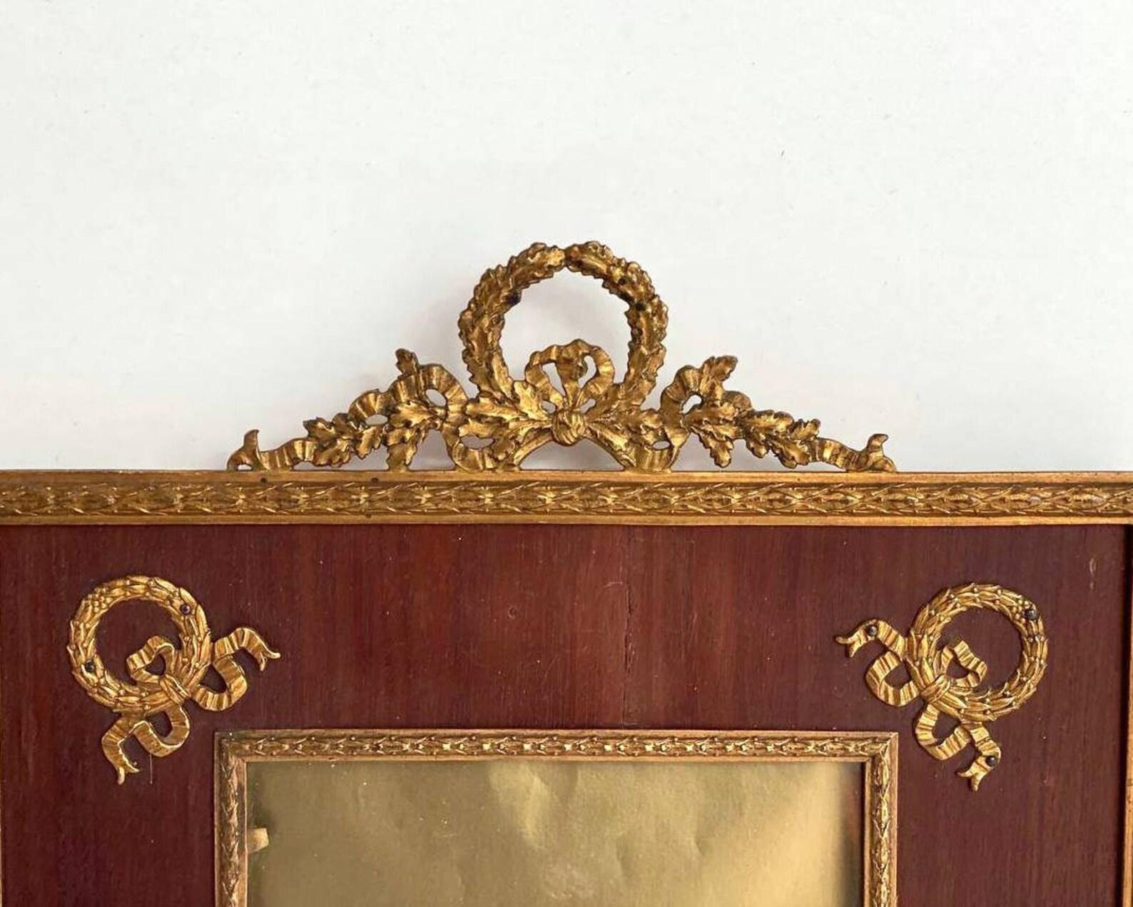 Impresionante Marco de Fotos Antiguo de Bronce Dorado y Caoba, Siglo XIX en venta 2