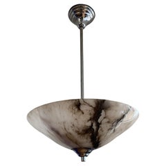 Antique Awesome Art Deco Pendant Light with Stunning Alabaster Stylish Mint Shade, 1920