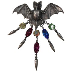 Awesome Askew London Bat with Faux Gem Stones Brooch Pin