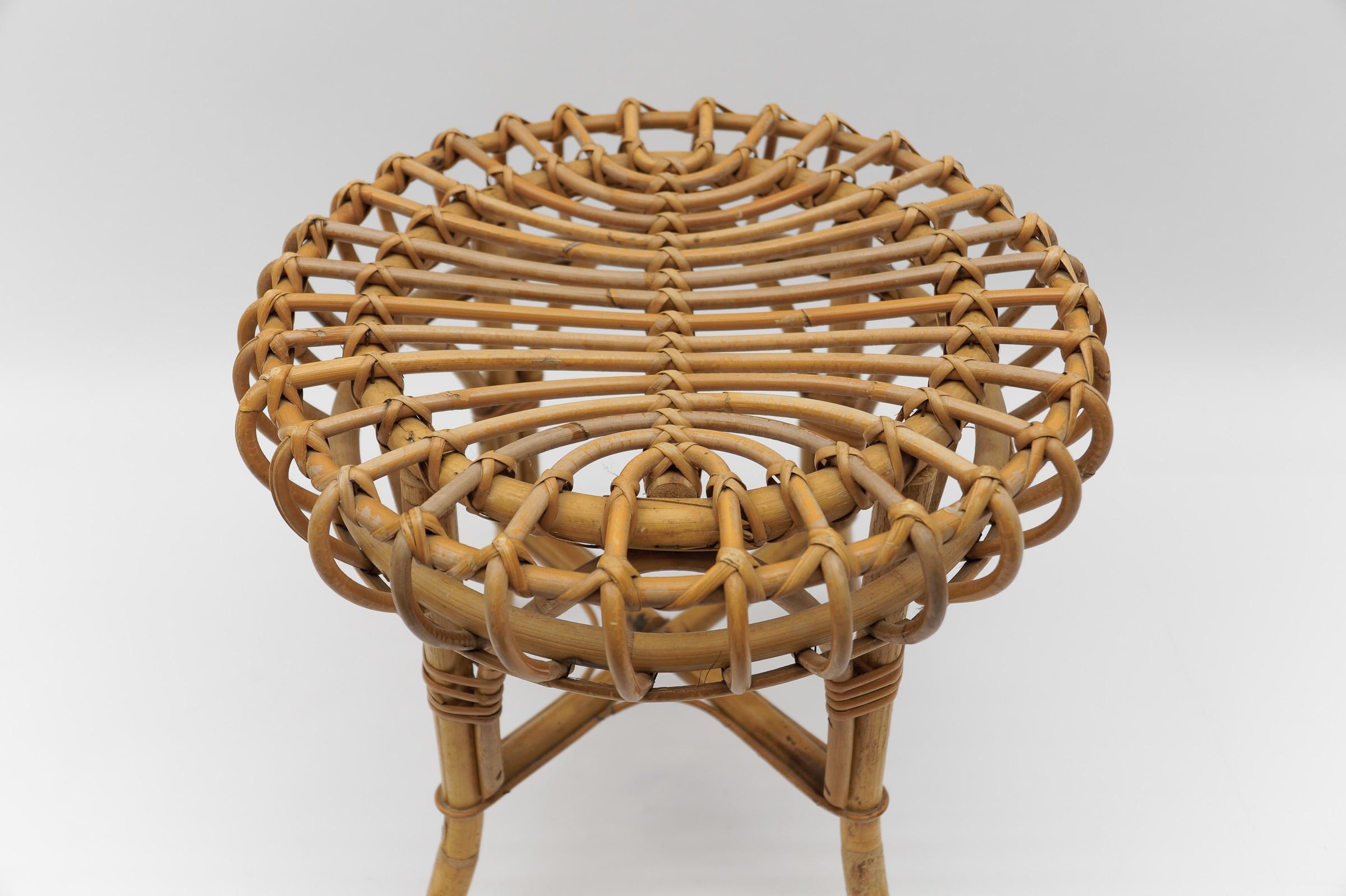 Mid-Century Modern Awesome Bamboo Stool by Franco Albini, 1950s Italy For Sale