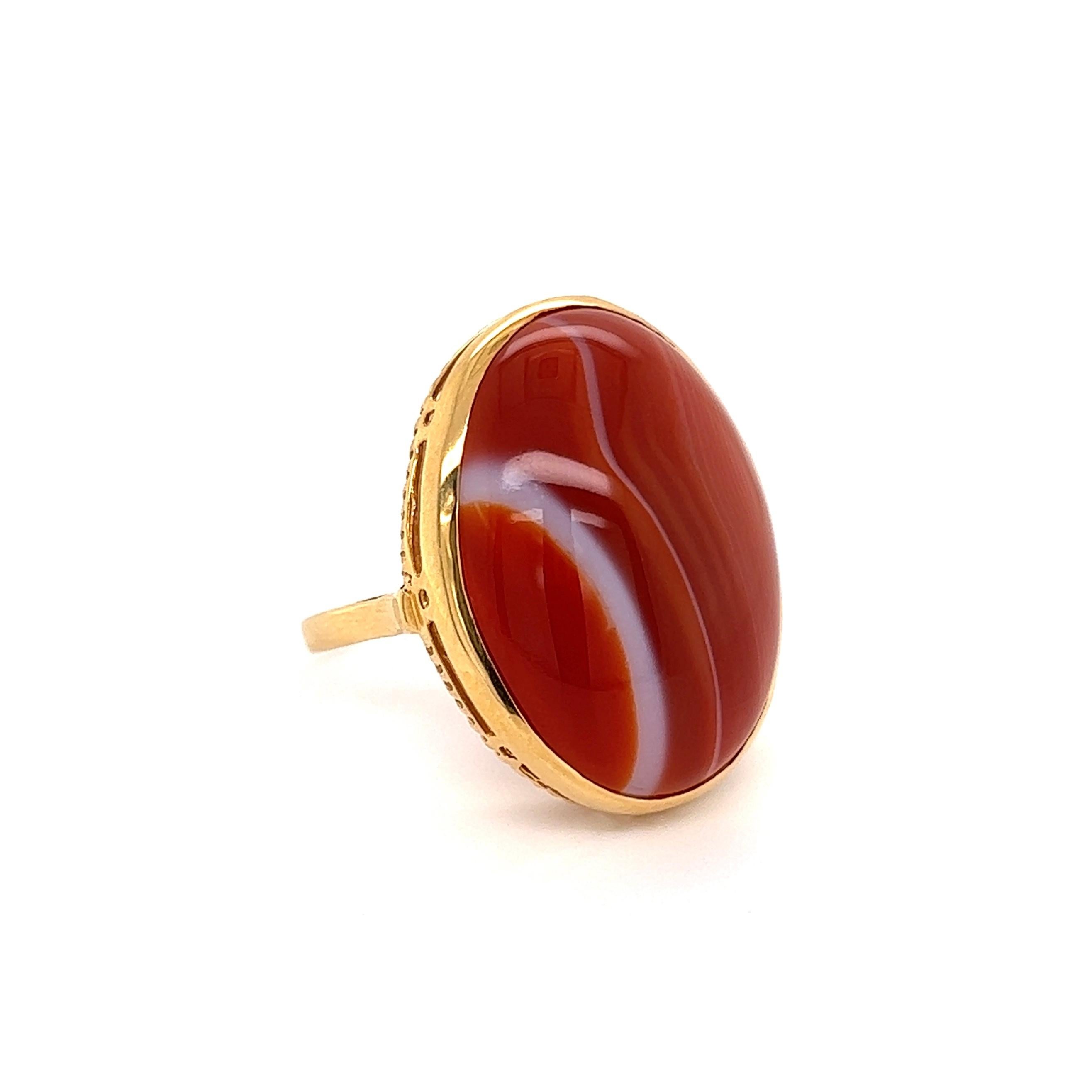 Oval Cut Awesome Banded Moss Agate Gold Ring For Sale