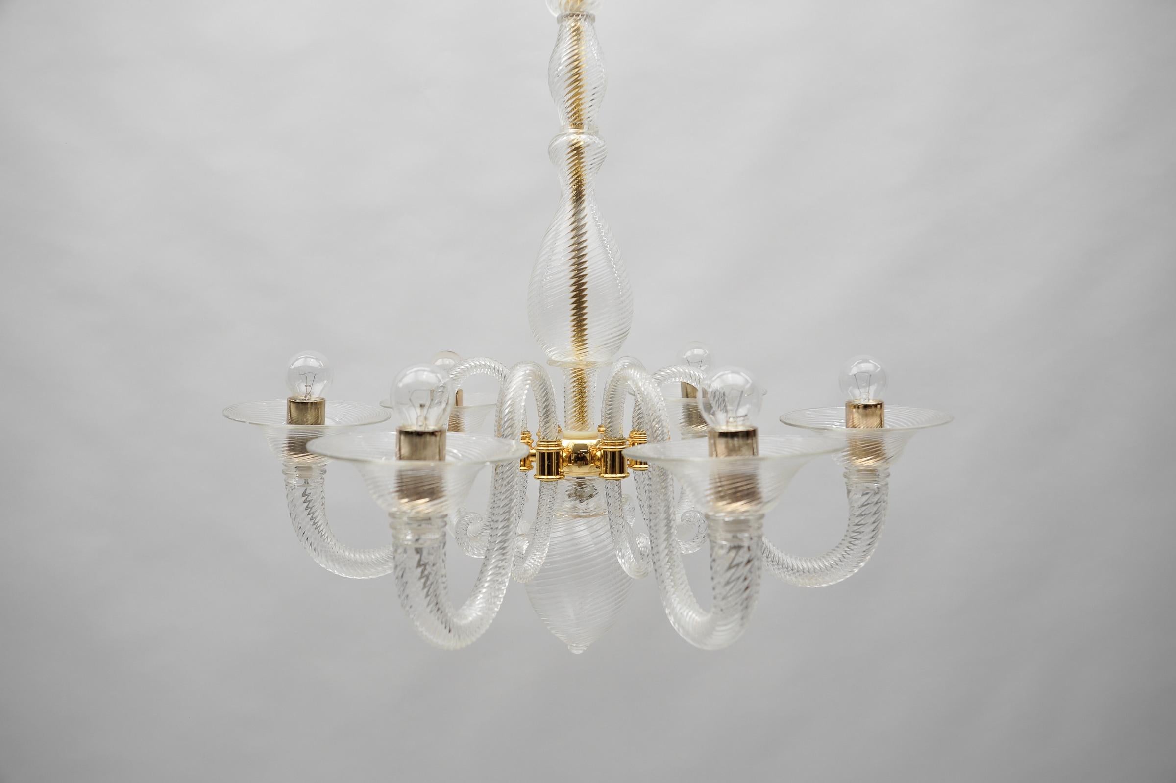Late 20th Century Awesome Barovier & Toso Chandelier, Murano Glass Italy  For Sale