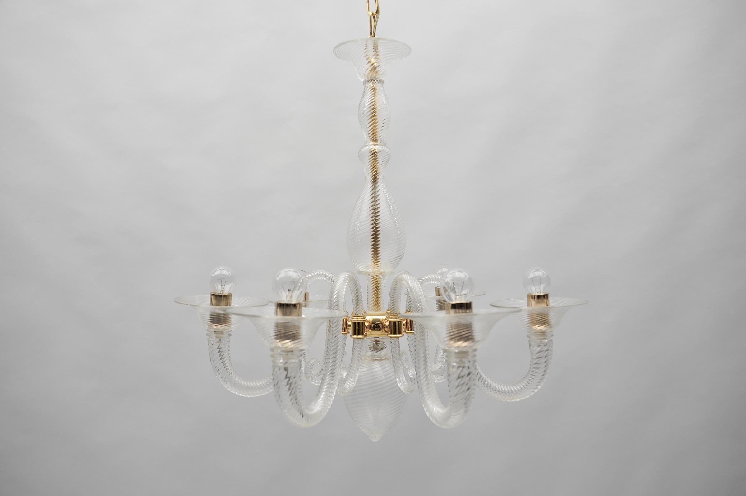 Metal Awesome Barovier & Toso Chandelier, Murano Glass Italy  For Sale