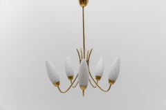 Awesome Spider-Lampe aus Messing mit gepunkteten Glasschirmen, 1950er Jahre, Italien