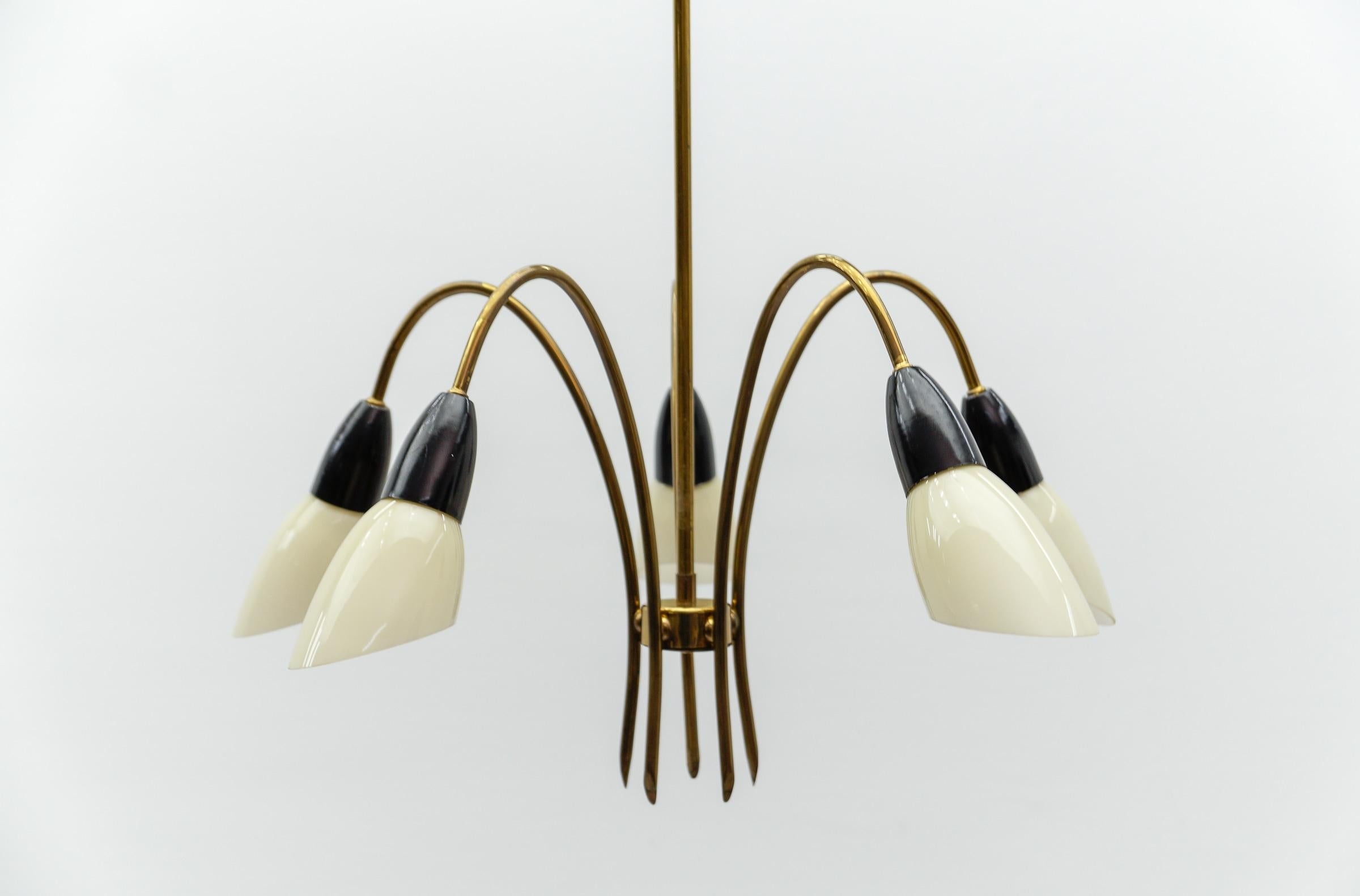 Awesome Brass Spider Lamp with Glass Shades, 1950s Italy For Sale 4