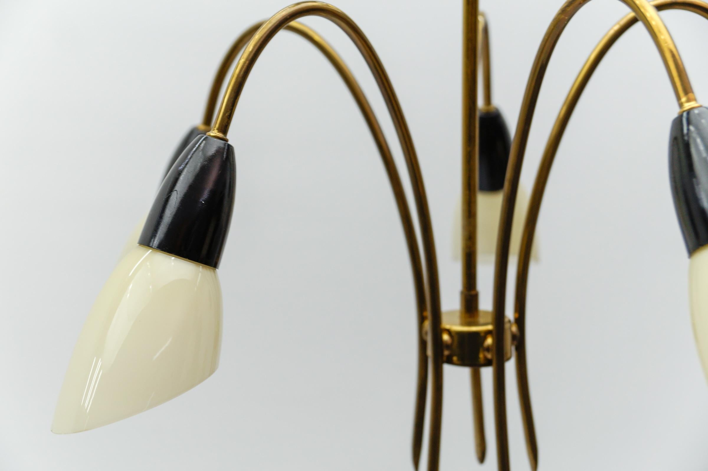 Awesome Brass Spider Lamp with Glass Shades, 1950s Italy For Sale 5