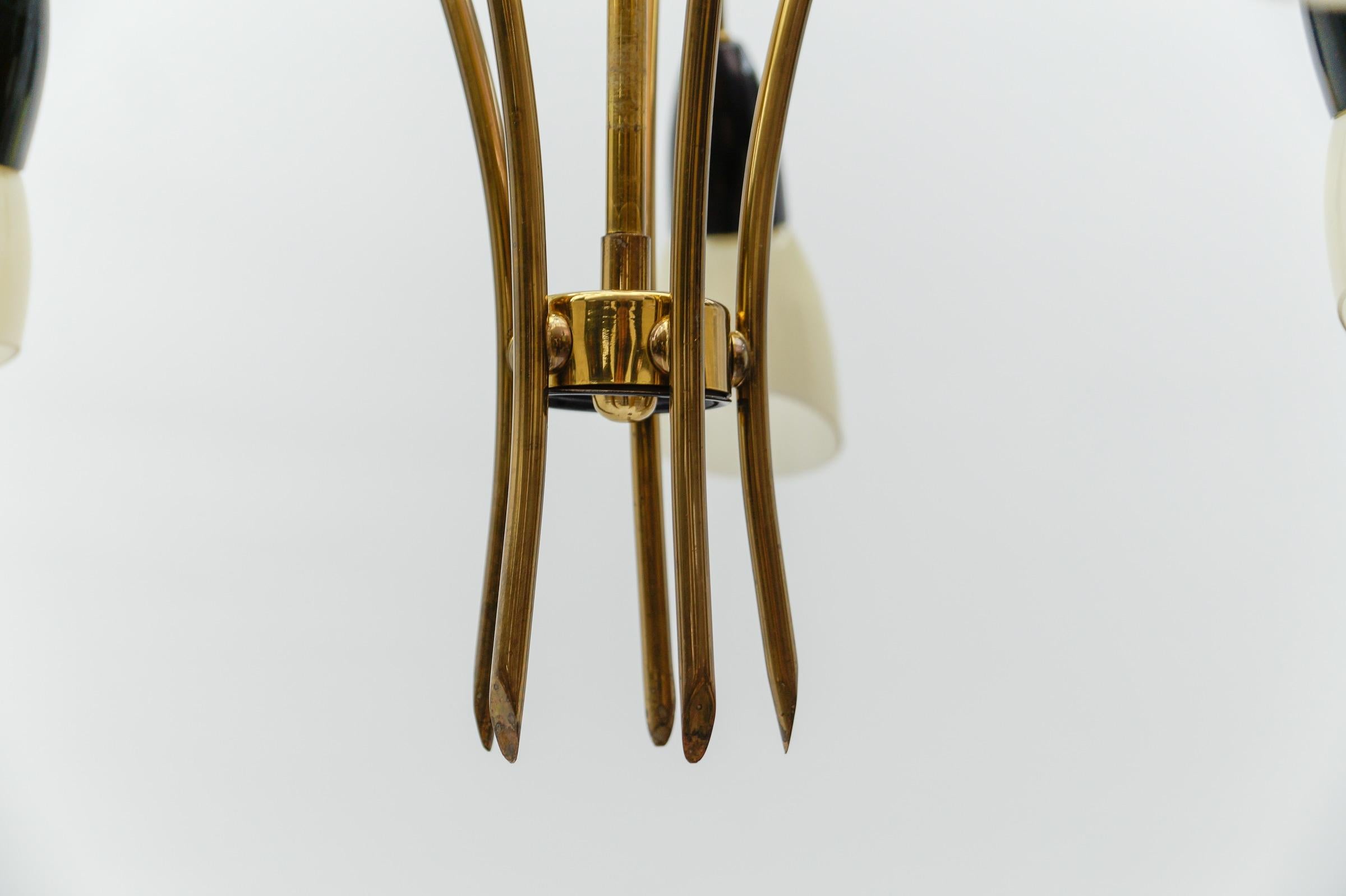 Awesome Brass Spider Lamp with Glass Shades, 1950s Italy For Sale 6
